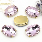 10mm×８mm♡ライトローズのオーバル型A級ガラスストーン♡