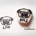 消しゴムはんこ パグ pug LOVEはんこ
