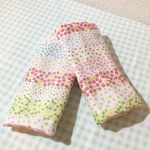 ふわふわ8重ガーゼのよだれパット☆小花ボーダー／ピンク