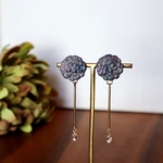紫陽花と滴る雨露 イヤリング✳︎ピアス【パープルグラデ】