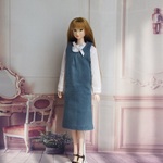 momoko ジェニー outfit.3.3 タックブラウス＋ダブルガーゼのジャンパースカート（ブルーグリーン）