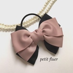 ❤︎60超え *black× antique pink*バイカラーリボン