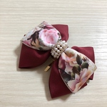 上品な薔薇のリボンポニーフック(大きめ薔薇柄)