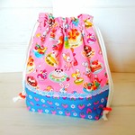 可愛いケーキお菓子柄の巾着(送料込)
