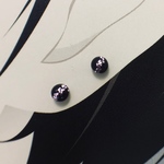 【3051】黒ピンクラメ　小さいステンレスピアス 