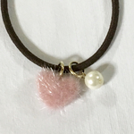 〈再販7〉ピンクファーハートヘアゴム 