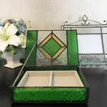 ダイヤ柄小物入れ♦︎グリーン♦︎アクセサリーケース