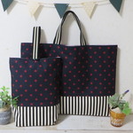 ☆オーダー商品☆　濃紺と星　レッスンバッグ・上履き入れ・ナップサック・巾着袋　4点セット