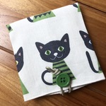 BOXティッシュ携帯ケース（ねこ・グリーン）