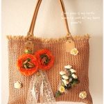 ＊メッシュ革にお花とレースのアレンジバッグ