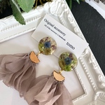 No.311  ふわふわリボンのお花ピアス