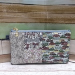 【sale】リバティパッチ×岡山デニム＊ミニポーチ＊カーキ＆グレー＆茶