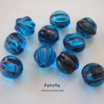 【NEW】8mm capri blue *red copper  メロン チェコビーズ 10個