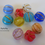 【NEW】8mm mix opatik colors *gold  メロン チェコビーズ 10個