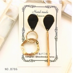No.B786 お洒落な⑅︎◡̈︎アシメ♡ゴールドリング ×メタルスティック ピアス 