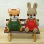 子猫＆うさぎベンチ