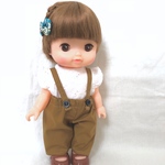＊吊りパンツとフリルブラウスのセット＊ブラウン レミンちゃん ソランちゃん メルちゃんサイズ