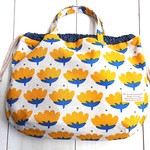 『きんちゃくbag』▼北欧テイスト/Tulip garden（キナリ×マスタードイエロー） 