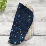 20cm× 20cm ふわりん6重ガーゼハンカチ・プレゼント・入園入学祝い・出産祝い・お見舞い・宇宙柄×ストライプ柄(タグ：レインボー)