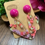 カラフルハートの大ぶりピアス・イヤリング♡(ピンク)