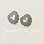 ★2個★20mm ミニ ハート コンチョ  アンティークシルバー Heart concho antique silver
