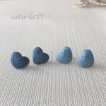 再3💙デニムハート ピアス