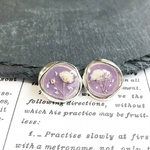 ヴィンテージ風かすみ草ピアス(シルバー×ラベンダー)