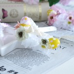 イースター花冠（ホワイトの水玉リボン）　うさぎ花冠 　Ｓ～Ｍサイズ　 ペット用