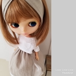 【再販】 サンドベージュのセット③　Tブラウスと重ねスカート　綿麻素材　ブライスアウトフィット　リカちゃん