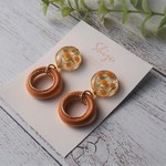 送料無料＊ドライフラワー×ウッドリング　ピアス/イヤリング　ミモザ