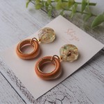 送料無料＊ドライフラワー×ウッドリング　ピアス/イヤリング　ライスフラワー