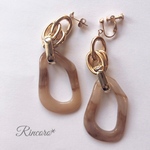 gold chain ×beige hoop  pierce/earring