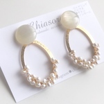 淡水パール×オーバル イヤリング/ピアス 春 アクセサリー