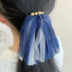 ふわふわチュールのヘアゴム〈ネイビー〉