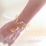 ♡×100【再販】ブレスレット　リーフ  小枝アクセサリー ブライダル ウェディング 結婚式 ゴールド 