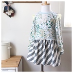 110 ギャザーチュニック(グリーンフラワー)