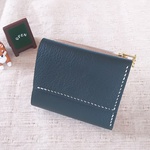 【SALE】牛革三つ折り財布（モスグリーン）