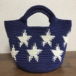 【hmrpiro様専用】マルシェバッグMサイズ ネイビー×アイボリースター