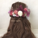 【06yu18様 専用出品】pink cassis red tulle ribbon ヘッドドレス