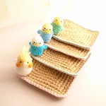 【受注制作】癒やしのティータイム。インコちゃんコースター4点セット