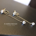 再販！【 上品 】華奢でシンプルなロングビジューピアス&イヤリング  （ スワロフスキー使用 ）