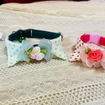 猫の首輪＊ドット襟&フラワーリボン