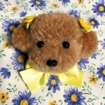 毛糸のぽんぽん トイプードルボールチェーンストラップ　お花とリボン付（茶色・サイズ小）