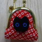 【マミー様オーダー】がま口キーホルダー　黒猫