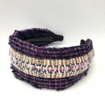〜スパイスあるエスニック〜  LINTON TWEED♡大人なパープルにゴールドアクセント♡ミックスカラーツィード♡カチューシャ♡幅広