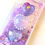 ハート舞い降るスマホケース✨キラキラパープル