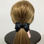 黒の大人可愛いヘアリボン  星柄