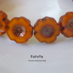 marble orange *copper flower テーブルカット チェコビーズ 5個
