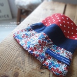 🌳Hinoa88 Liberty 8重ガーゼハンカチ タオル 大人 6重ガーゼ×Liberty　自分だけの一枚  patch/dott/ichigo/navy