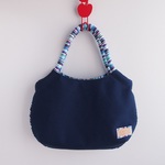 キャンバス生地のグラニー風バッグ（紺）